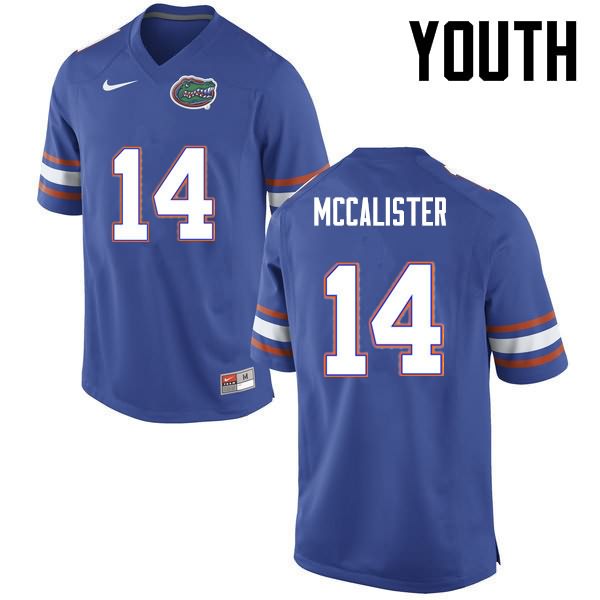 Youth NCAA Florida Gators Alex McCalister #14 Stitched Authentic Nike Blue College Football Jersey OXG2765CA